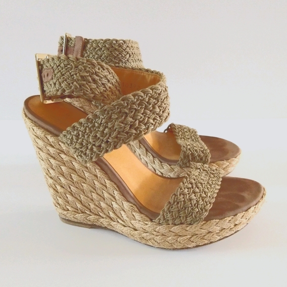 Stuart Weitzman Alex Wedge Sandals Size 7 M